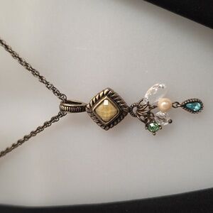 Lia Sophia Aged Brass Look Charm Necklace